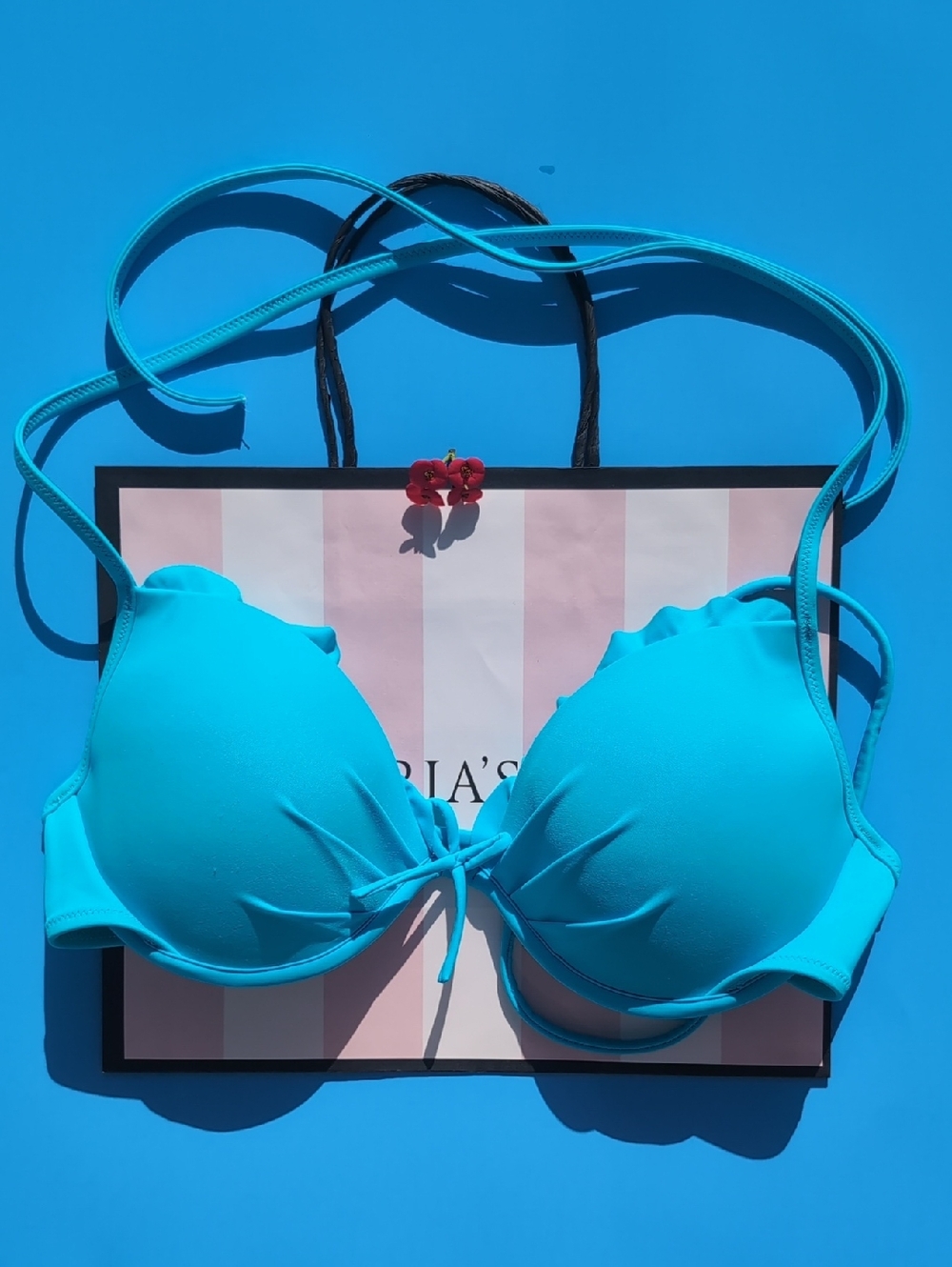 Victoria's Secret Bright Turquoise Push-Up Bikini Top Size 34C